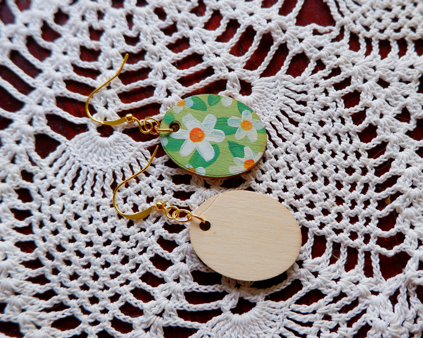 Hand-Painted Earrings - Pacific Dogwood
