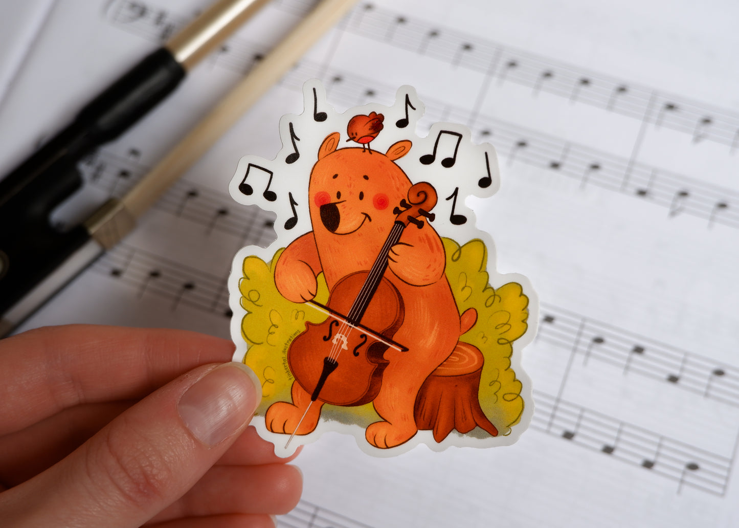 Cello Bear - Vinyl Sticker
