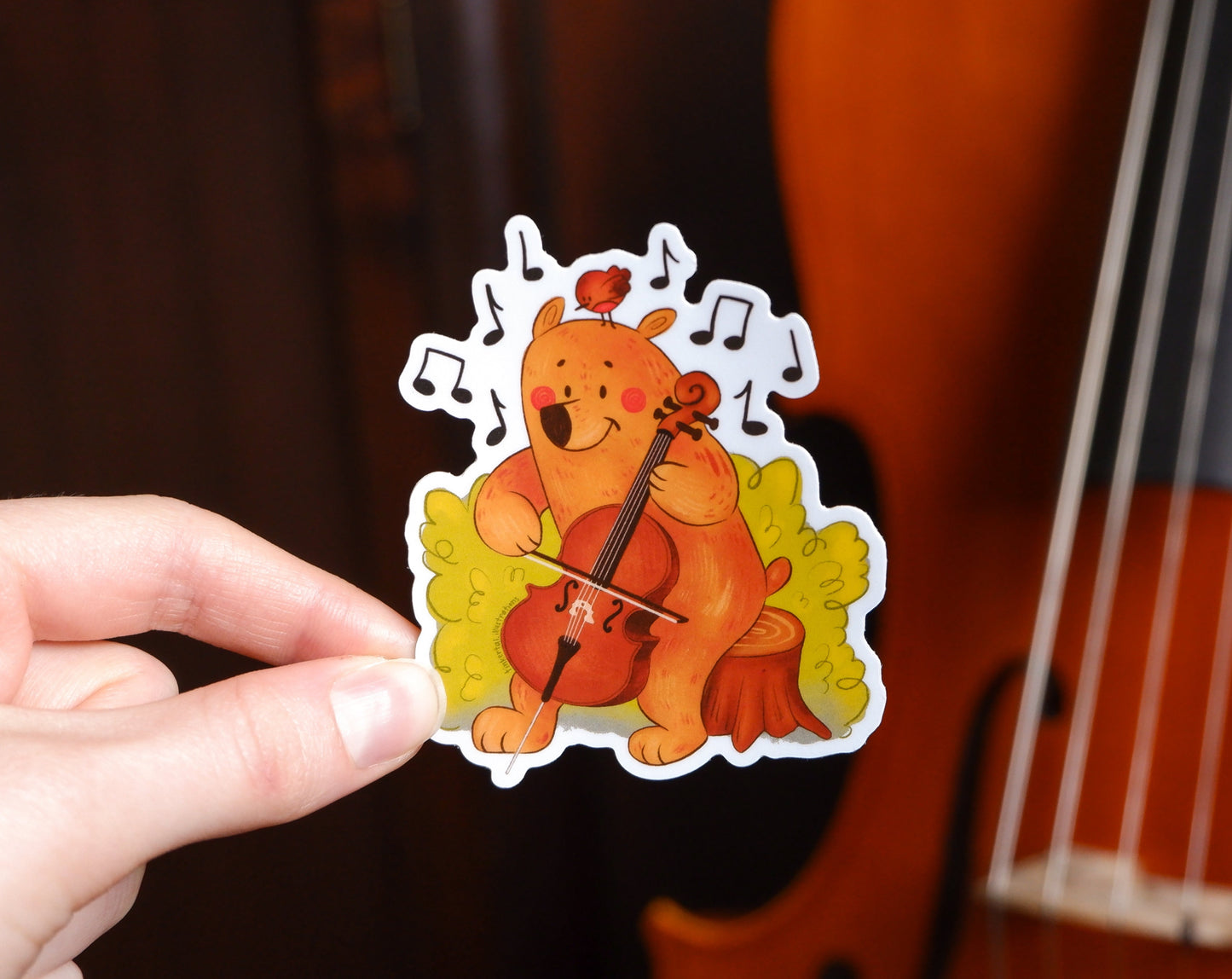 Cello Bear - Vinyl Sticker