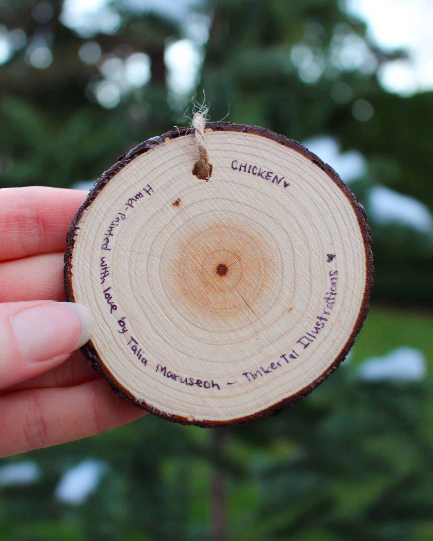 Round Chicken Ornaments - Hand-Painted Wood Ornaments
