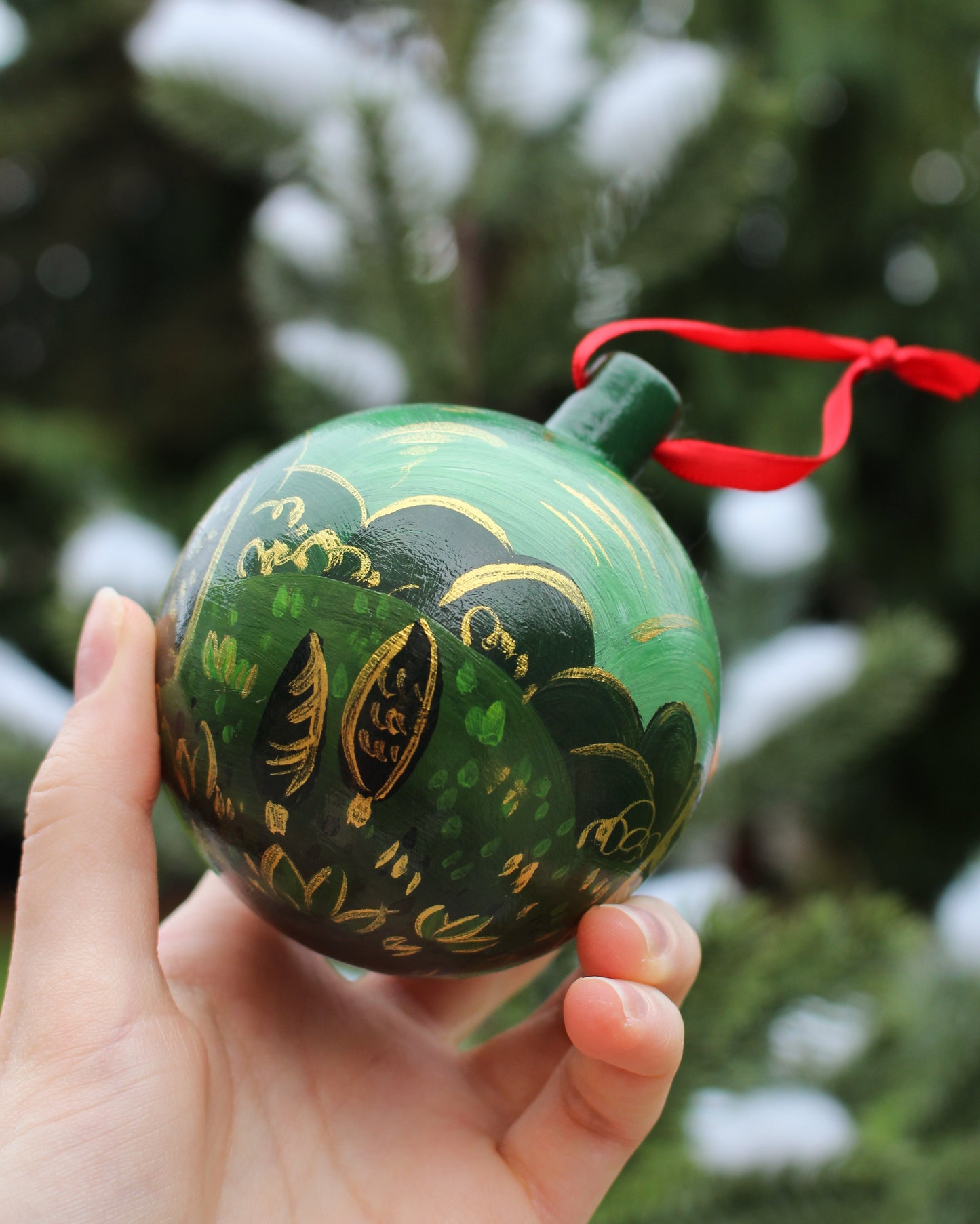Deer Frolicking in the Forest - Round Hand-Painted Ceramic Ornament