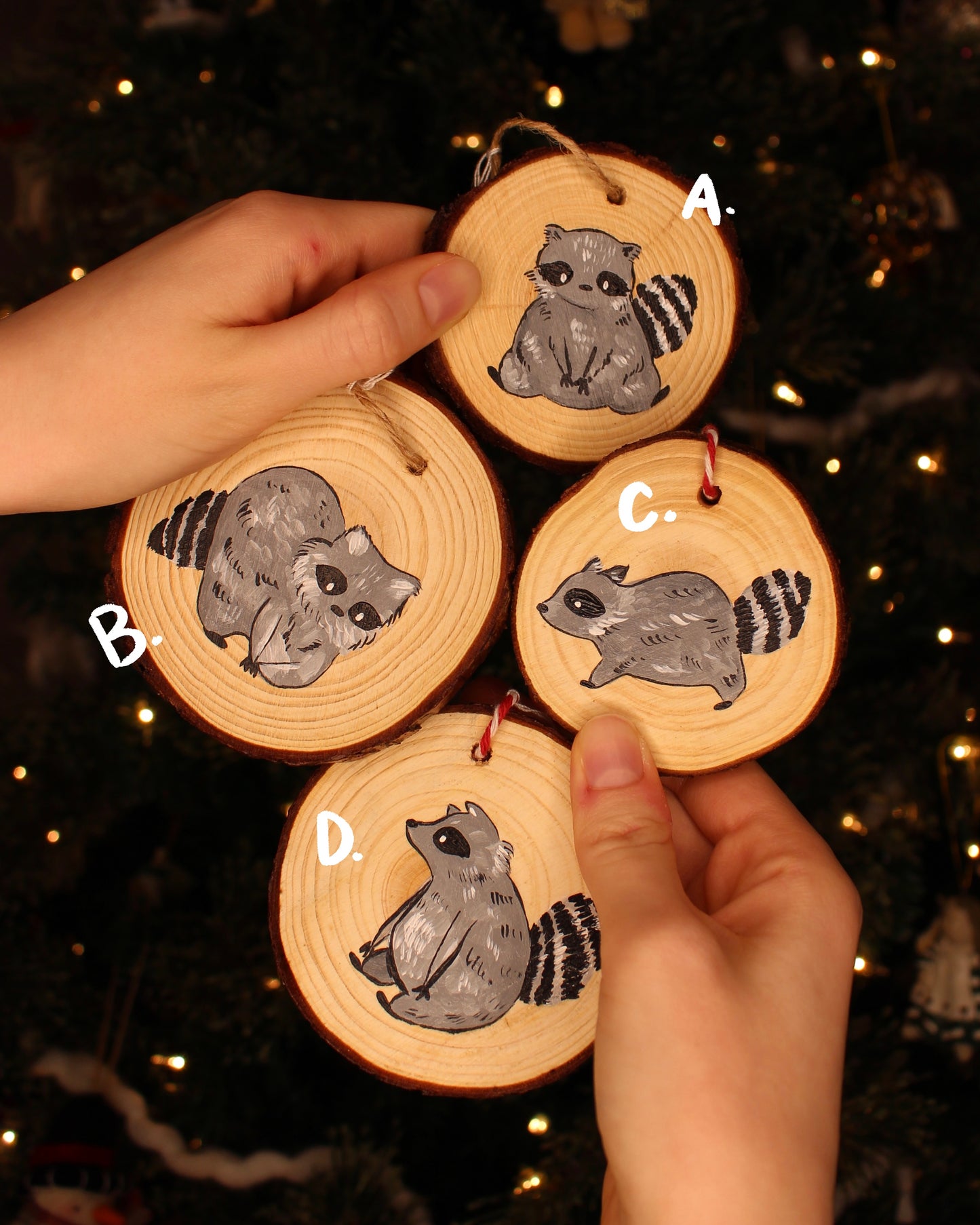 Raccoon Ornaments - Hand-Painted Ornaments