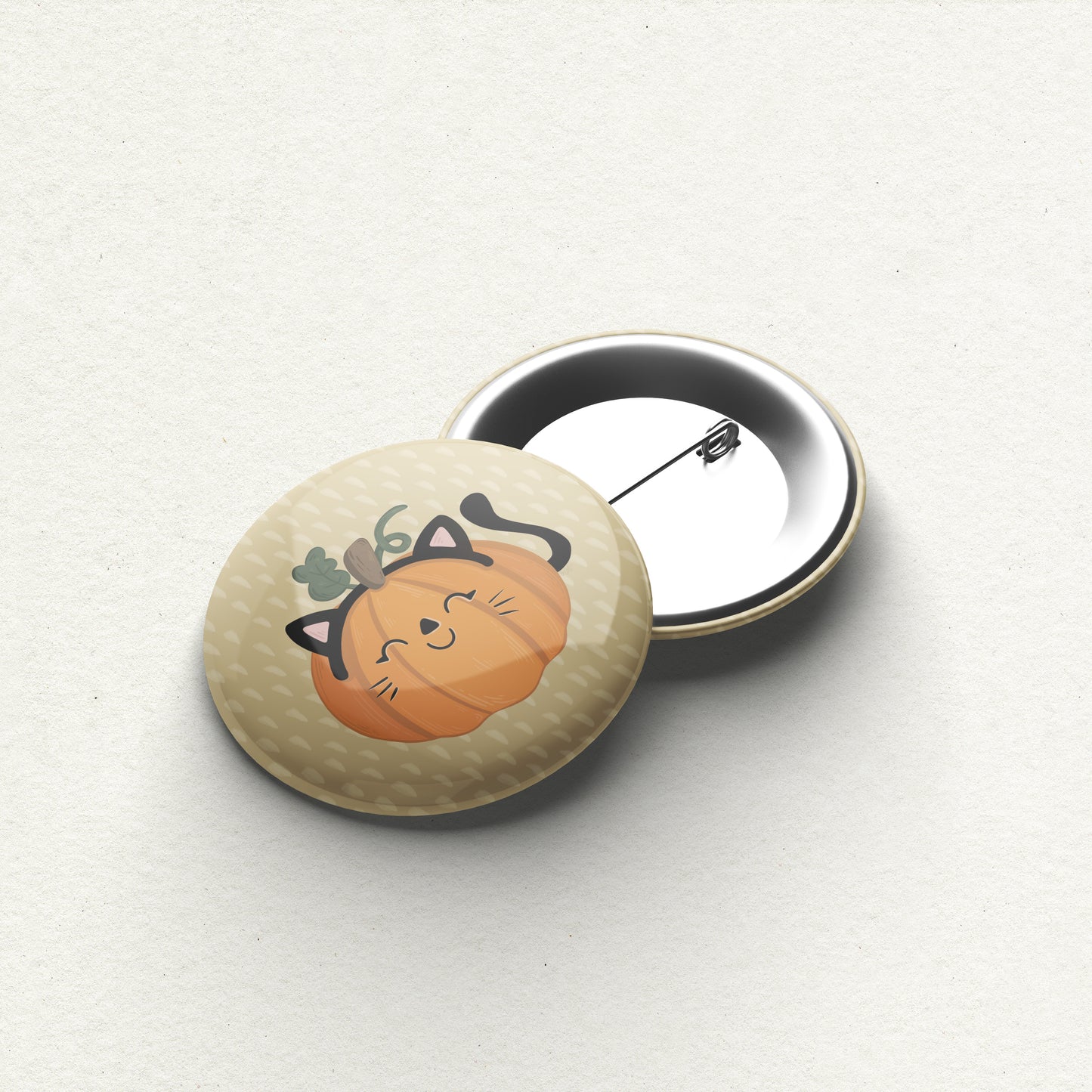 Cat Costume Pumpkin Handmade Button Pin