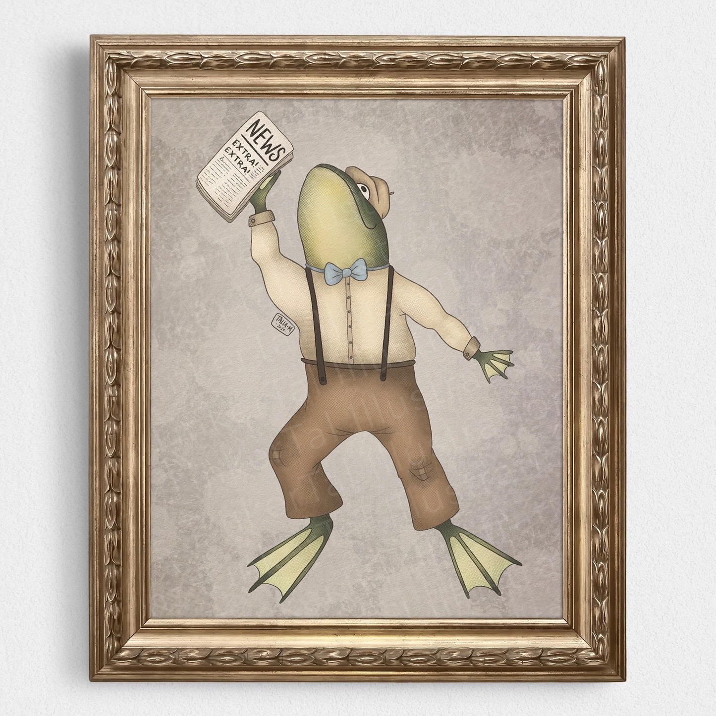 'Newspaper Vendor Frog' Art Print - Timothy