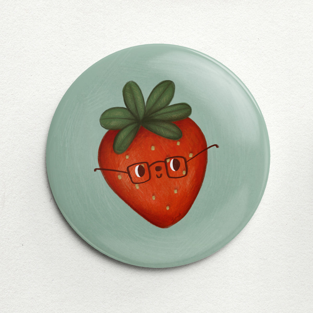 Quirky Strawberry Handmade Button Pin