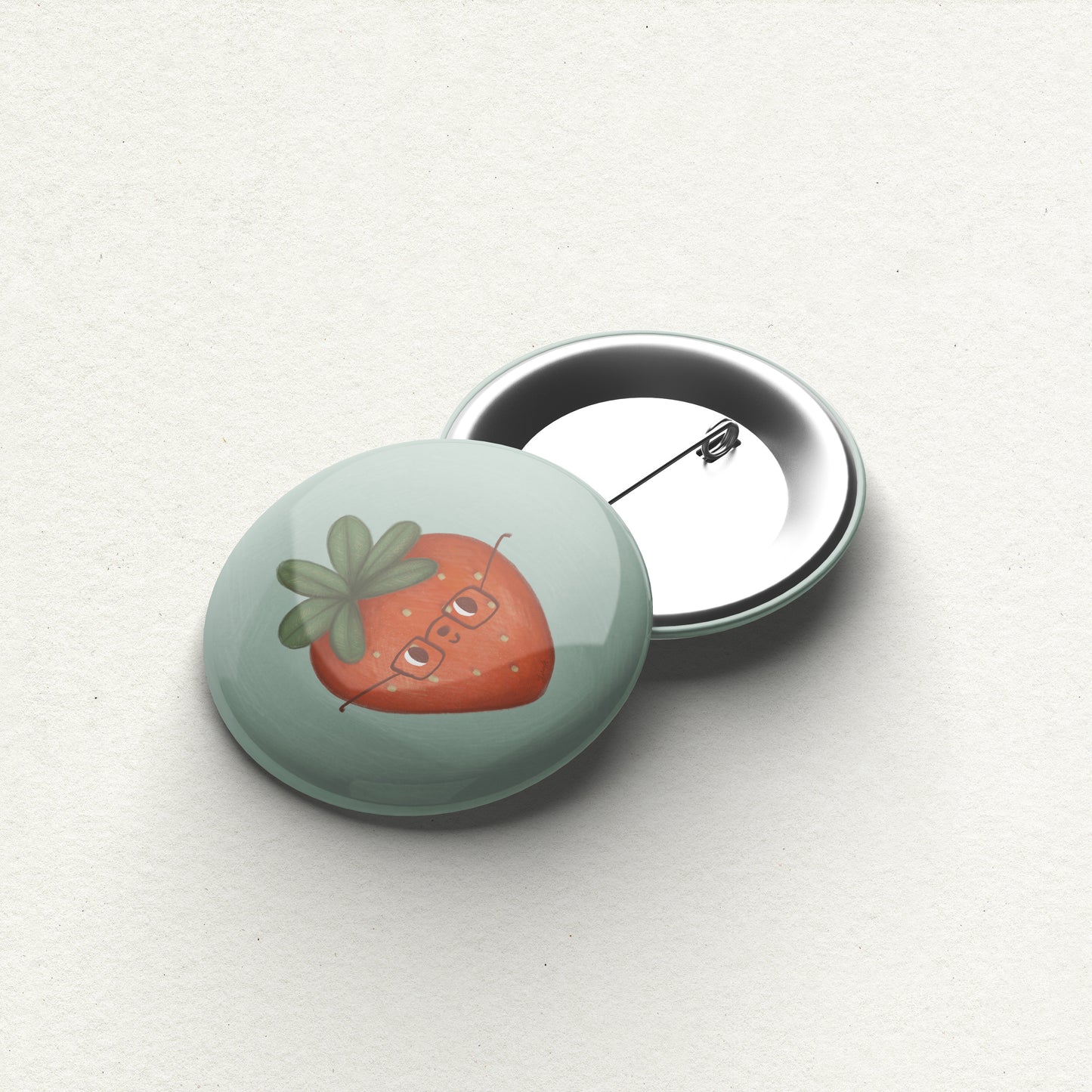 Quirky Strawberry Handmade Button Pin