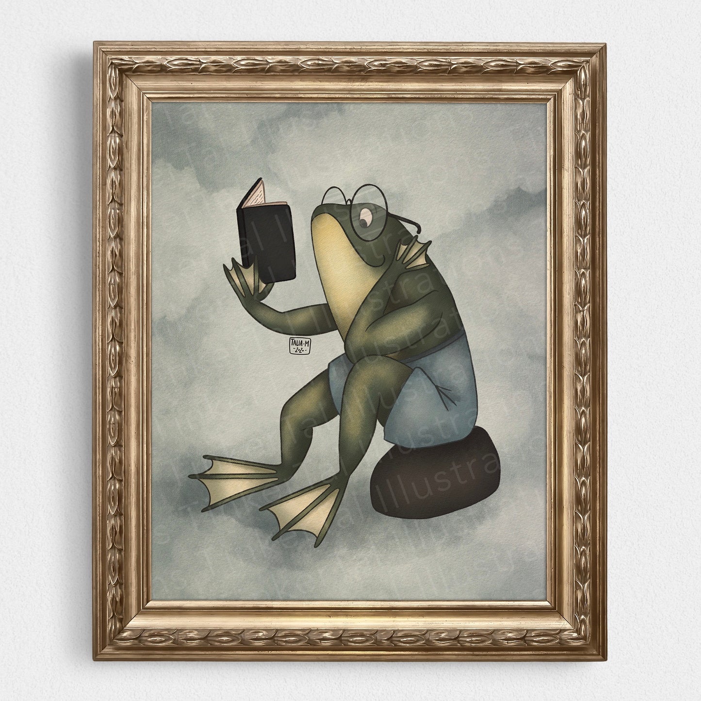 Reading 'Professor' Frog Art Print - Isaac