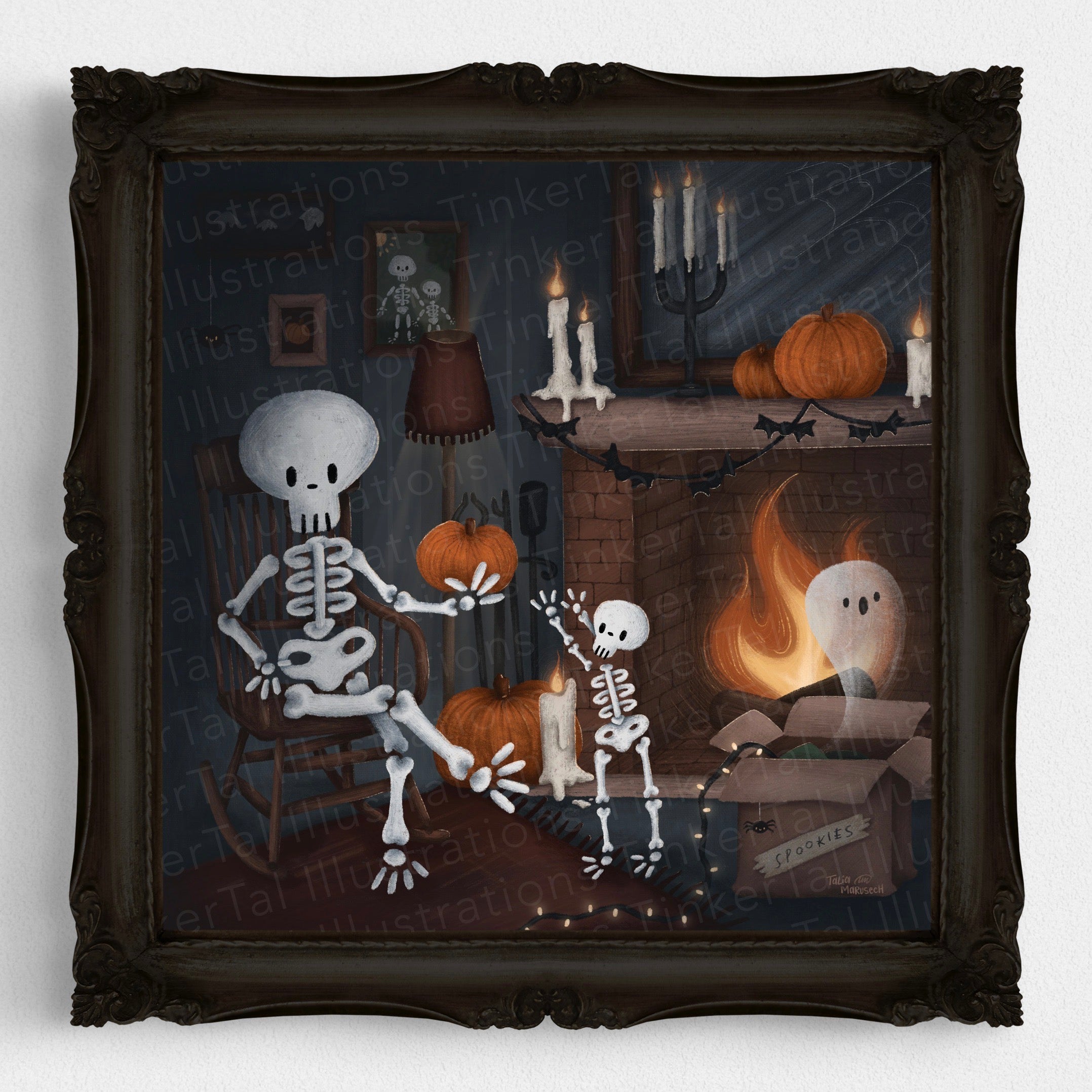 'Skeleton's Library' Halloween Art Print – TinkerTal Illustrations