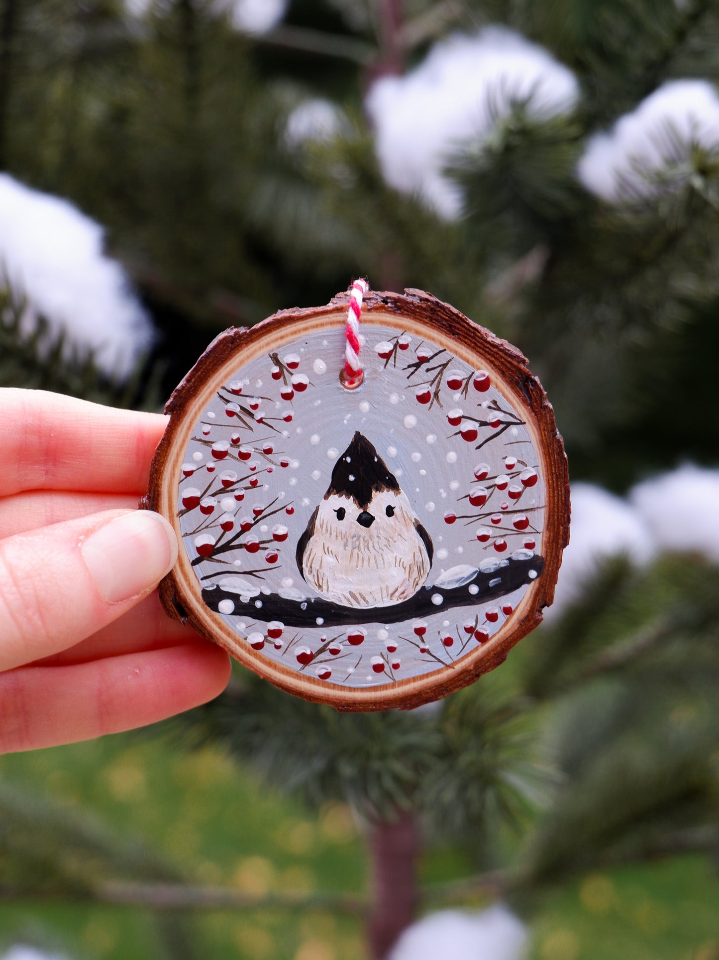 Titmouse Bird Ornaments - Hand-Painted Ornaments (4)