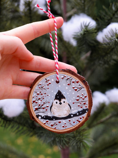 Titmouse Bird Ornaments - Hand-Painted Ornaments (4)