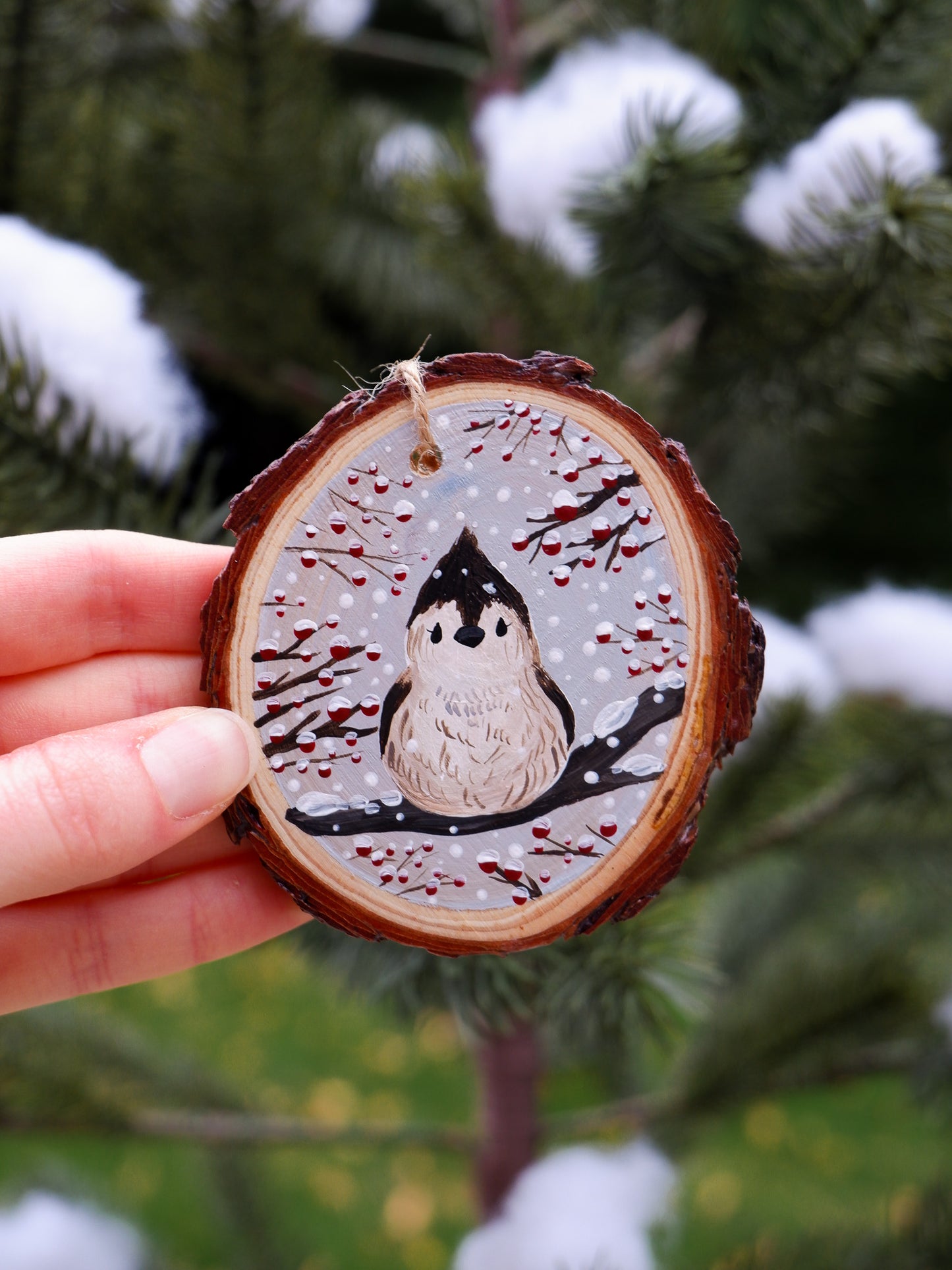 Titmouse Bird Ornaments - Hand-Painted Ornaments (4)