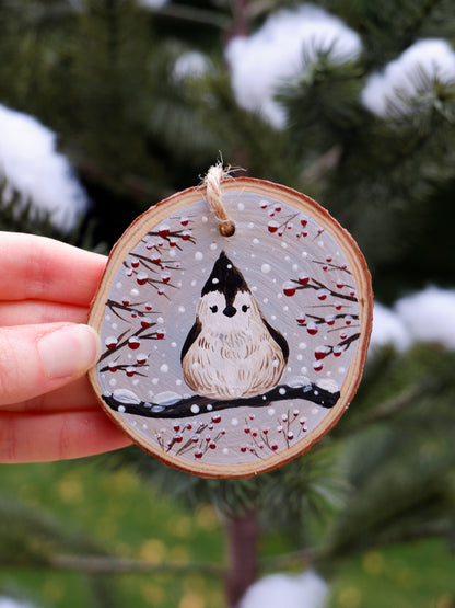 Titmouse Bird Ornaments - Hand-Painted Ornaments (4)
