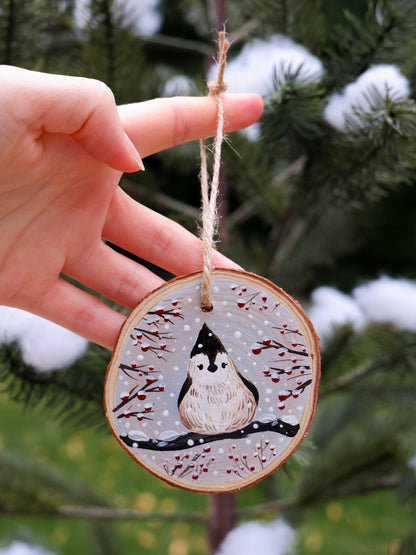 Titmouse Bird Ornaments - Hand-Painted Ornaments (4)