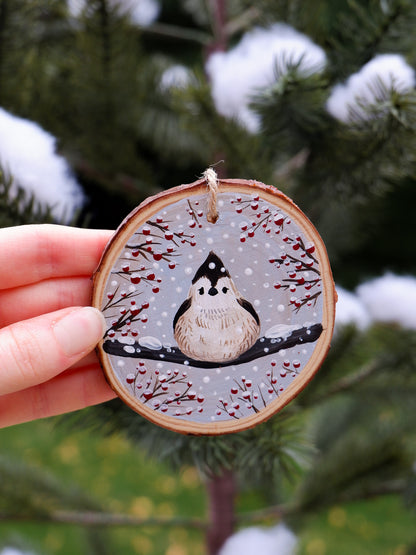 Titmouse Bird Ornaments - Hand-Painted Ornaments (4)