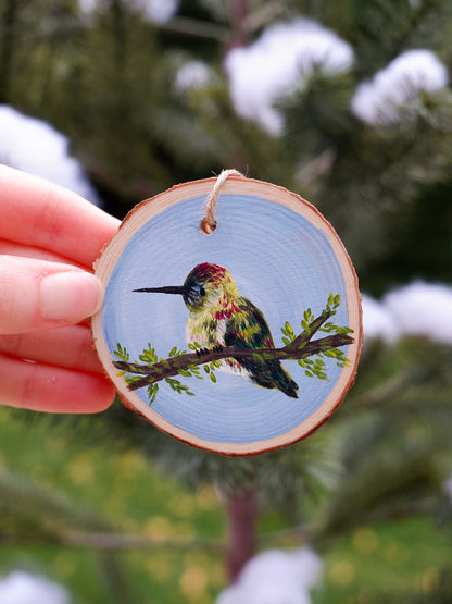 Snowy Hummingbirds - Hand-Painted Ornaments (3)