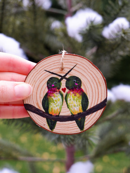 Hummingbirds in Love - Hand-Painted Ornament