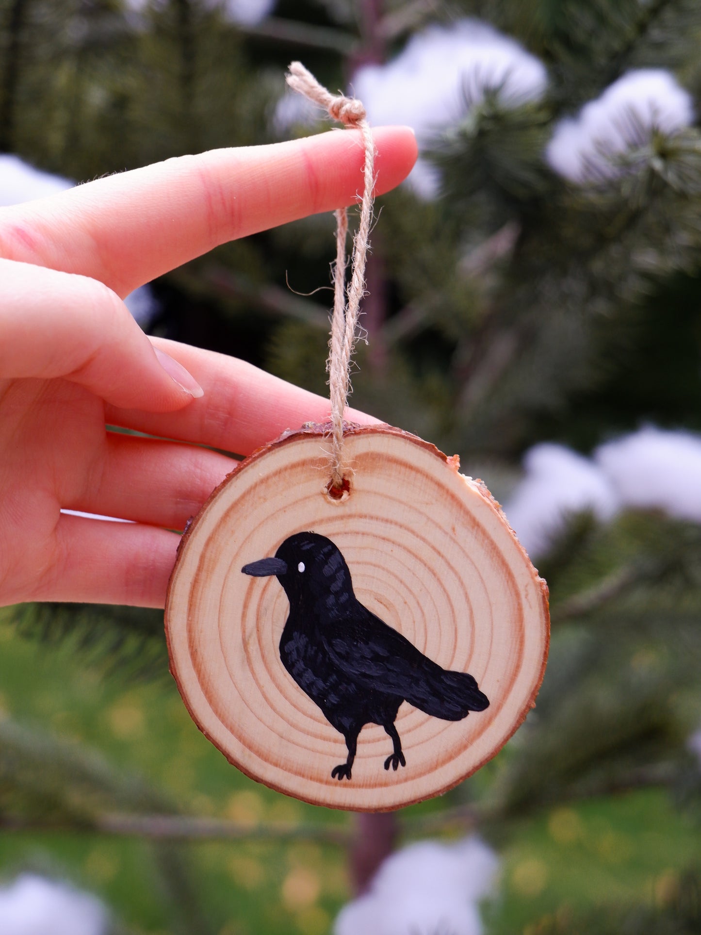 Crow Ornaments - Hand-Painted Ornaments (3)