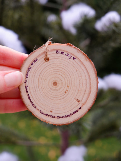 Winter Bluejay Ornament - Hand-Painted Ornaments (3)