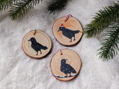 Crow Ornaments - Hand-Painted Ornaments (3)