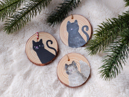 Pet Cats - Hand-Painted Ornaments (3)