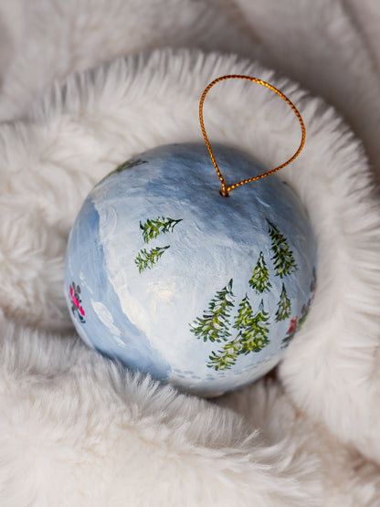 Ice Skating Mice, Winter Fun - Hand-Painted Heirloom Ornament