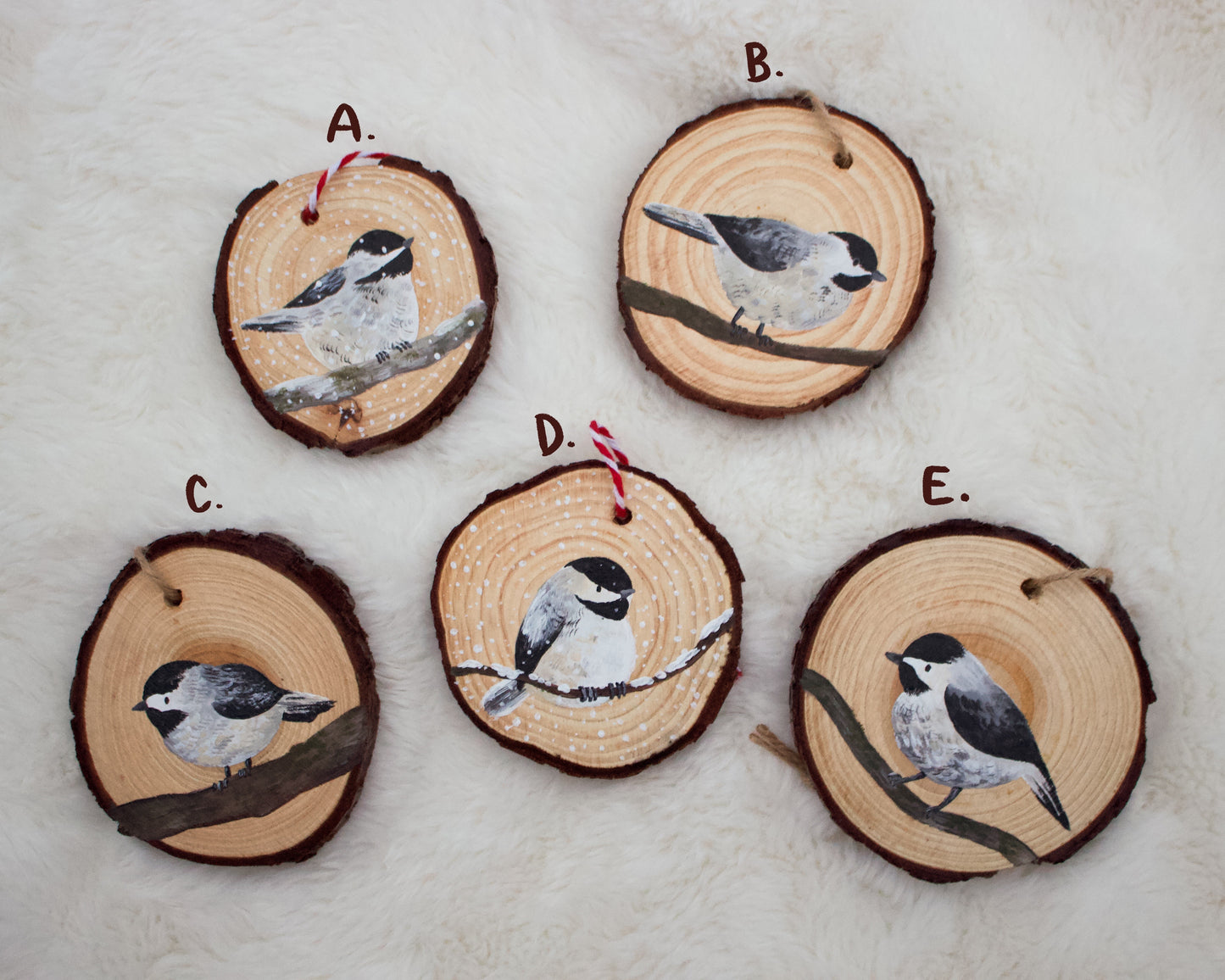 Chickadee Ornaments (5) - Hand-Painted Ornaments