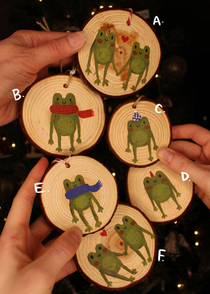 Frog Ornaments (6) - Hand-Painted Ornaments