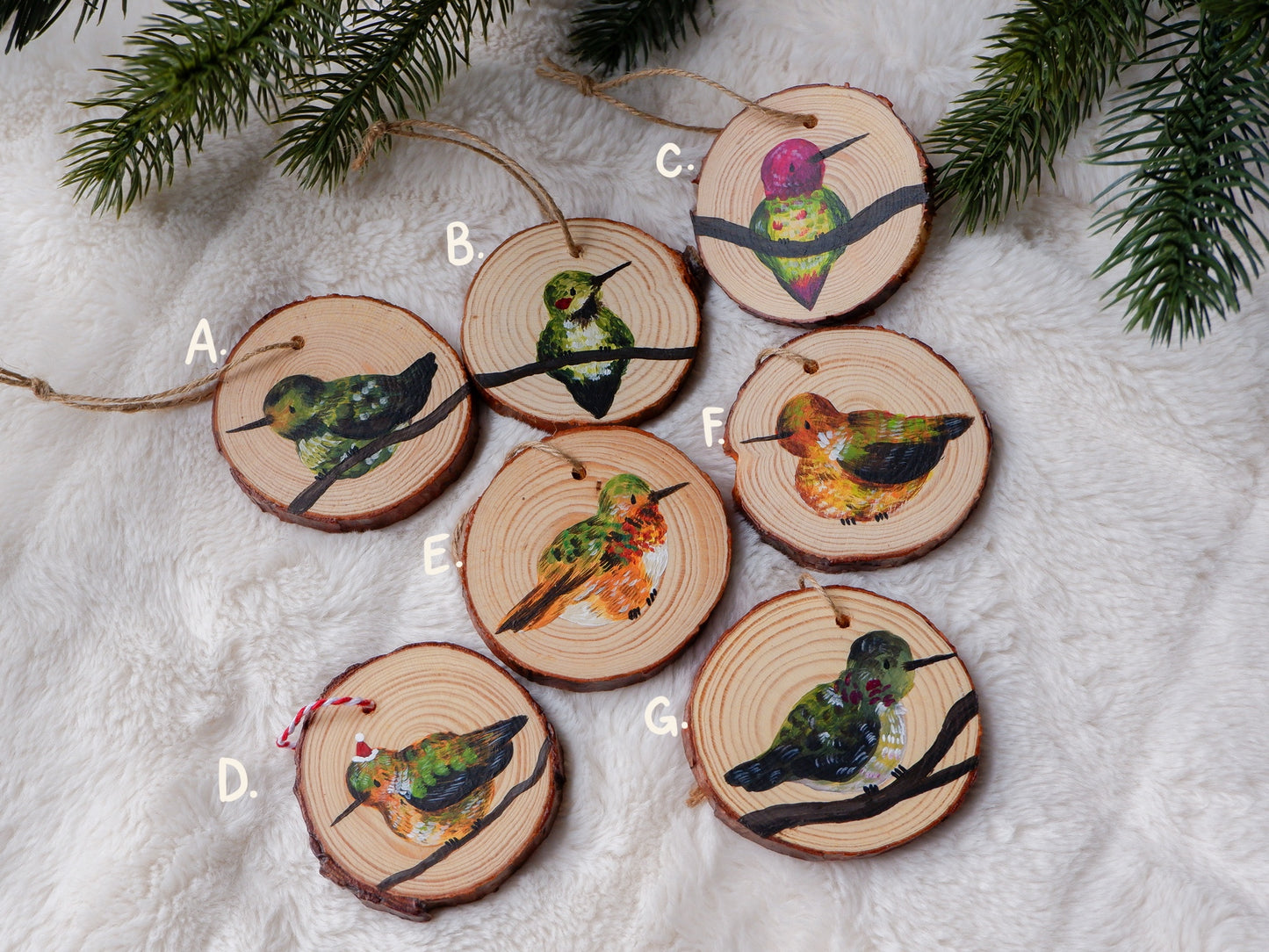 Hummingbird Ornaments (7) - Hand-Painted Ornaments