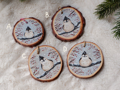 Titmouse Bird Ornaments - Hand-Painted Ornaments (4)