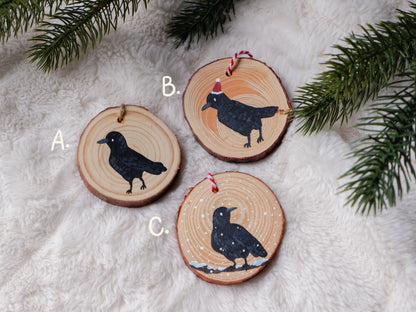 Crow Ornaments - Hand-Painted Ornaments (3)