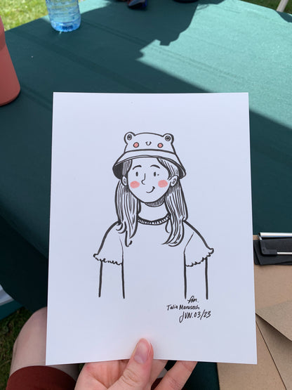 Custom Line Art Portrait - Hand Drawn in Ink