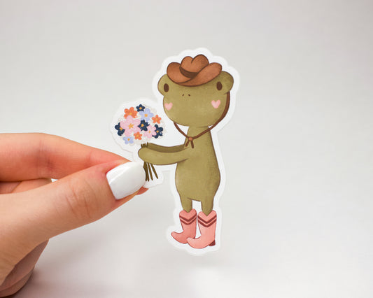 Handmade Gentleman Frog Cowboy Sticker