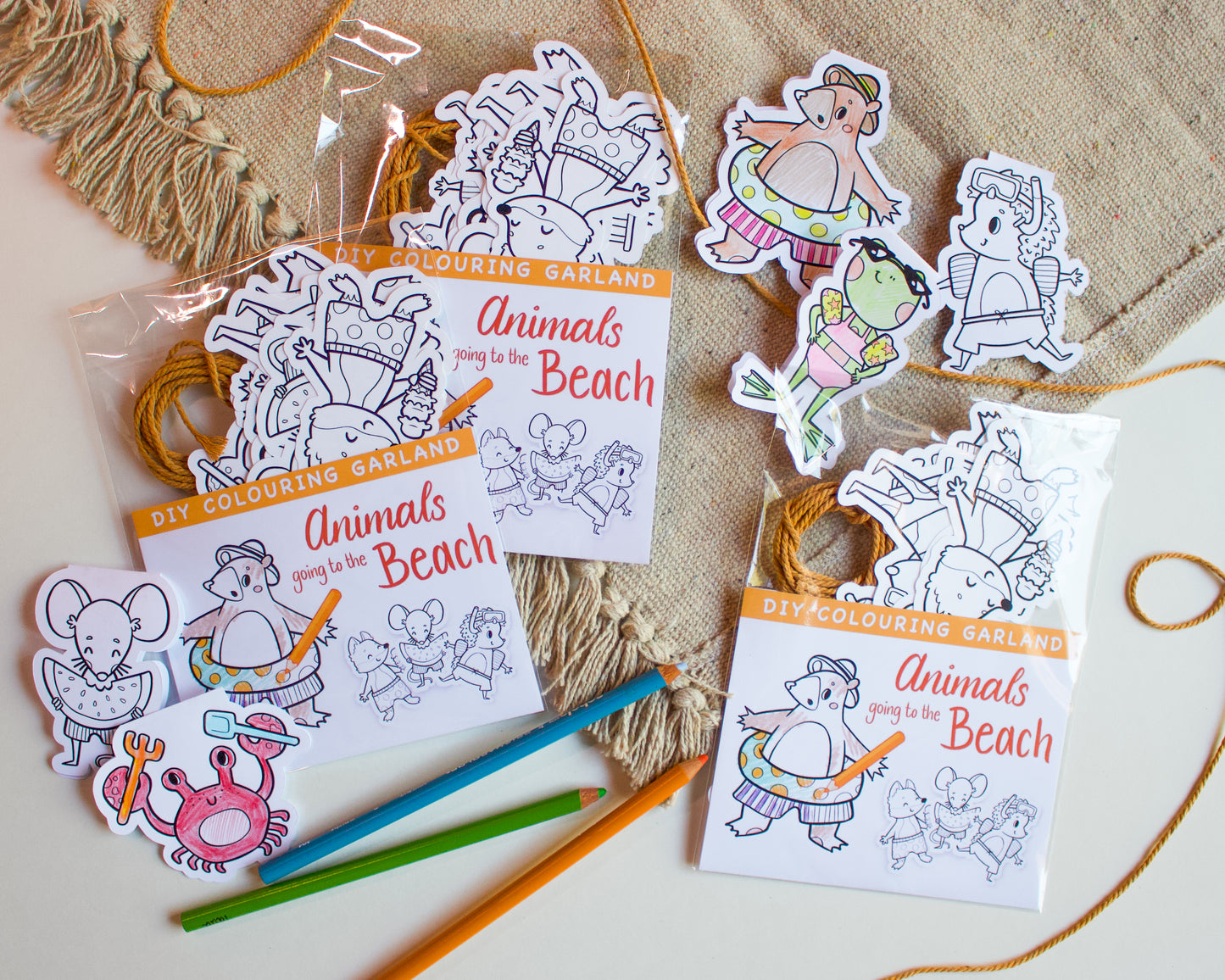 Beach Animal Colouring Garland