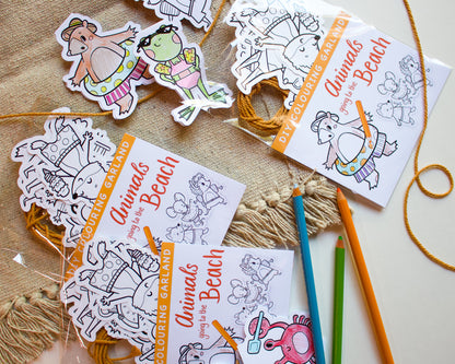 Beach Animal Colouring Garland