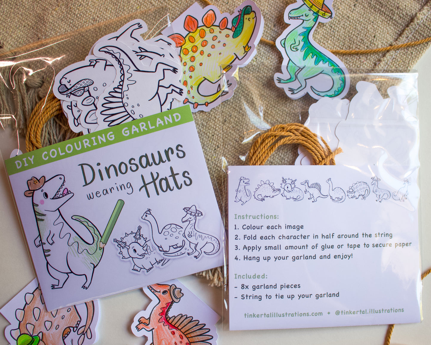 Dinosaur Colouring Garland