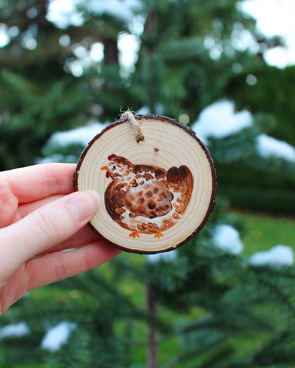 Round Chicken Ornaments - Hand-Painted Wood Ornaments