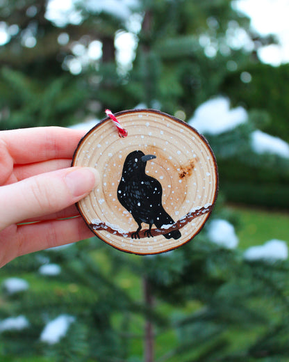 Winter Crow Ornaments - Hand-Painted Ornament