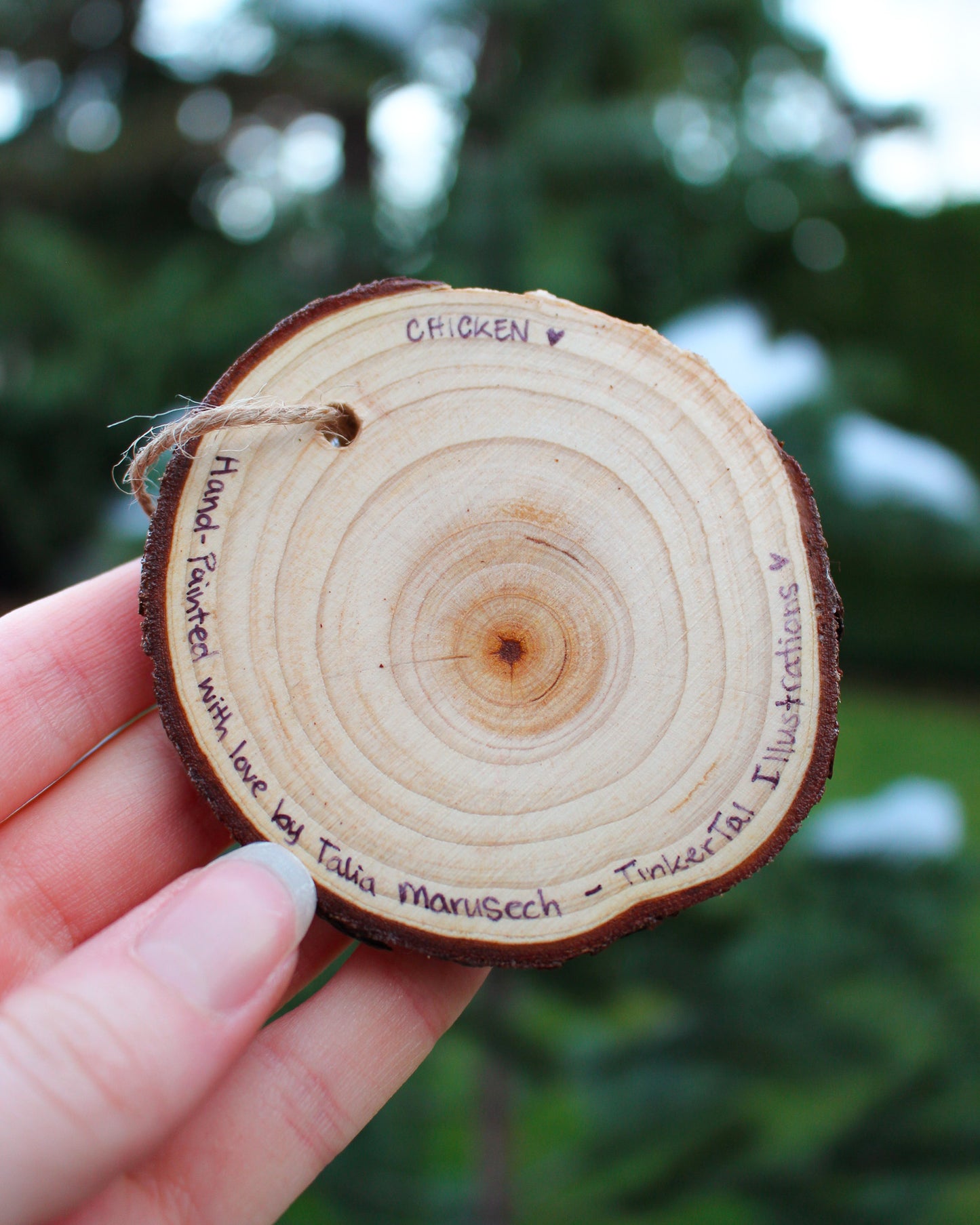 Round Chicken Ornaments - Hand-Painted Wood Ornaments