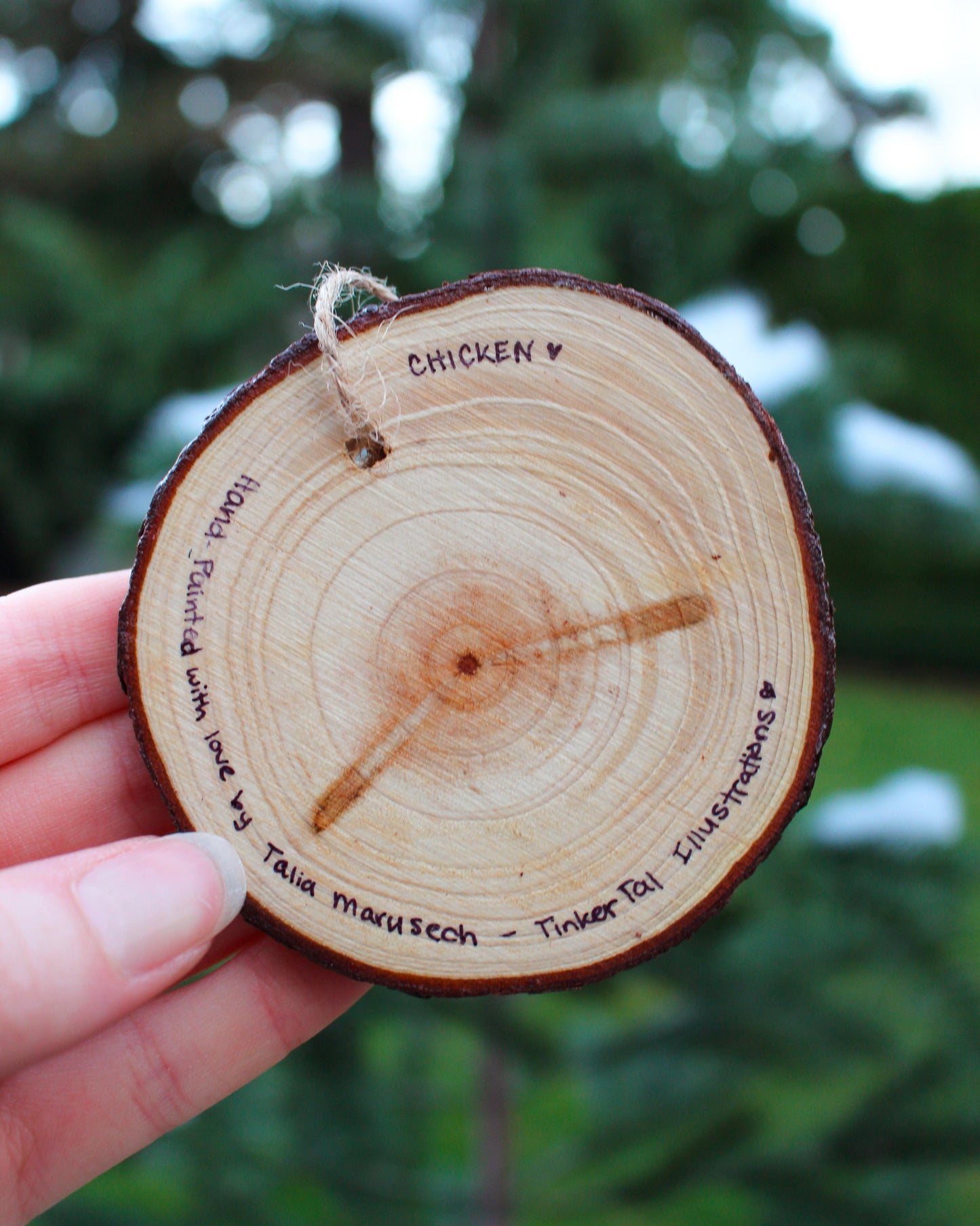 Round Chicken Ornaments - Hand-Painted Wood Ornaments