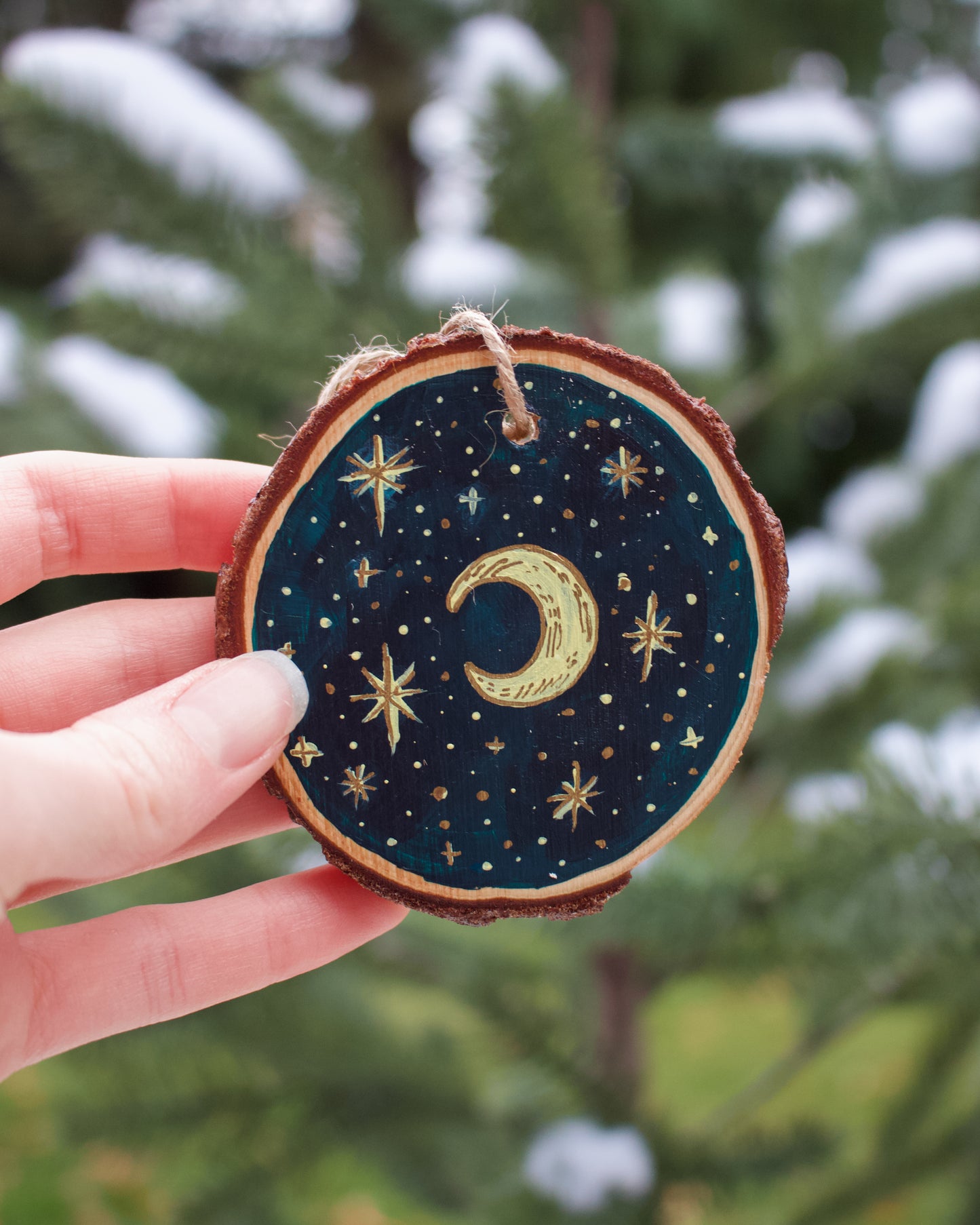 Celestial Star and Moon Ornaments - Hand-Painted Ornaments