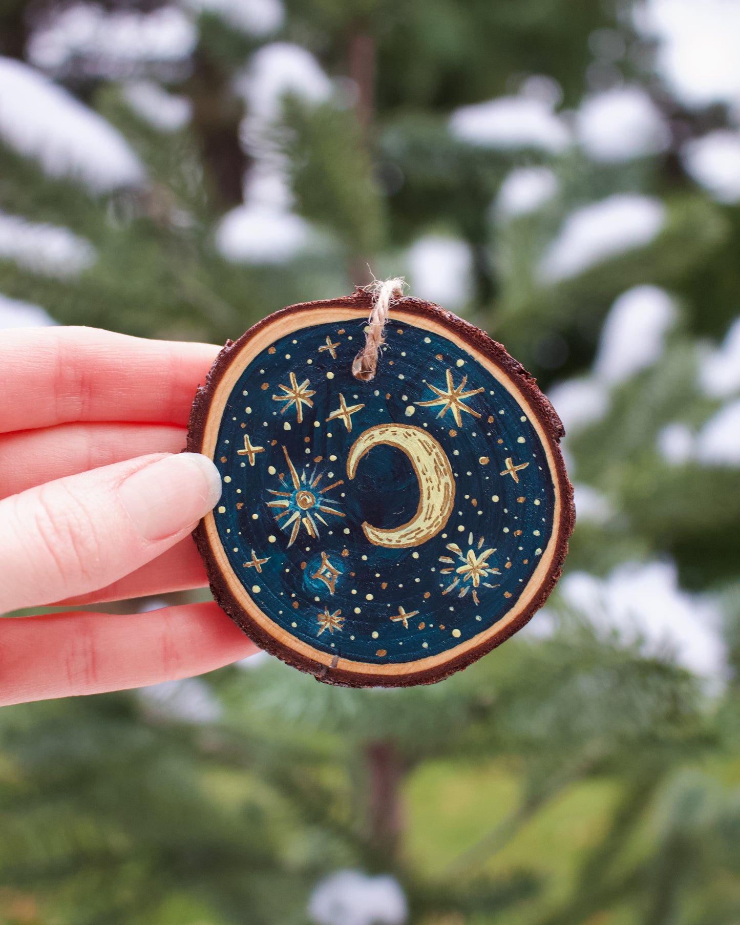 Celestial Star and Moon Ornaments - Hand-Painted Ornaments