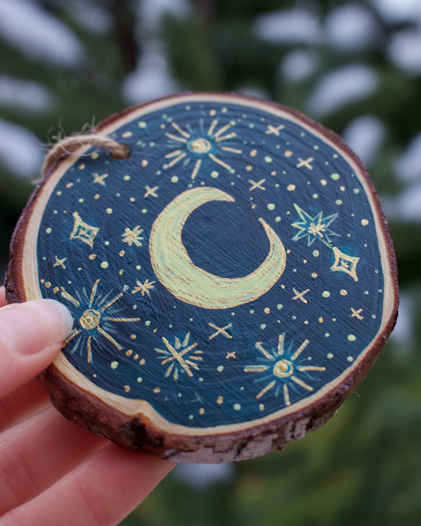 Celestial Star and Moon Ornaments - Hand-Painted Ornaments