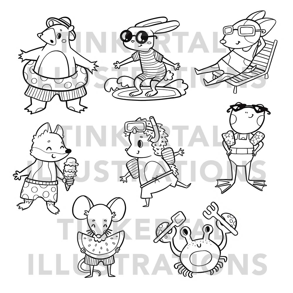 Beach Animal Colouring Garland