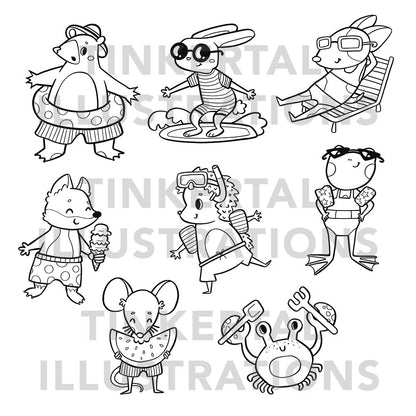 Beach Animal Colouring Garland