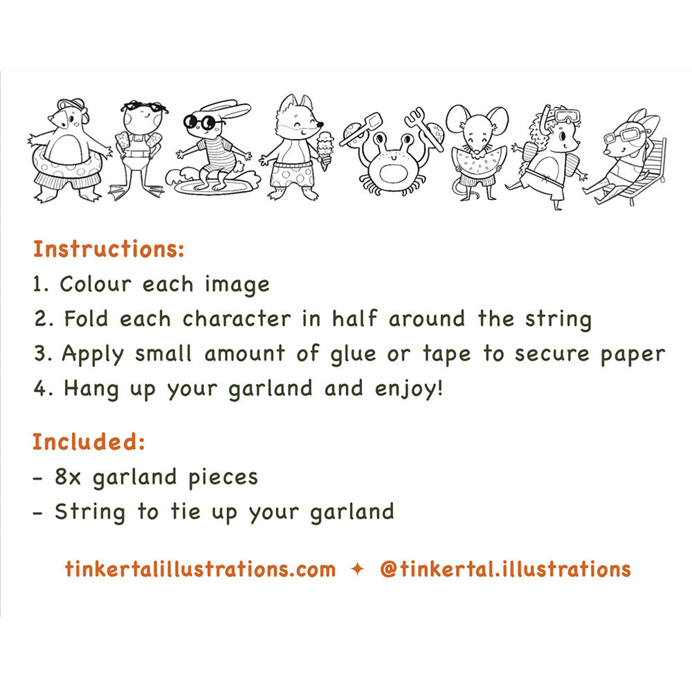 Beach Animal Colouring Garland