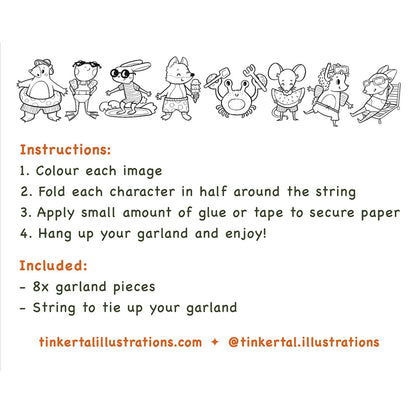 Beach Animal Colouring Garland
