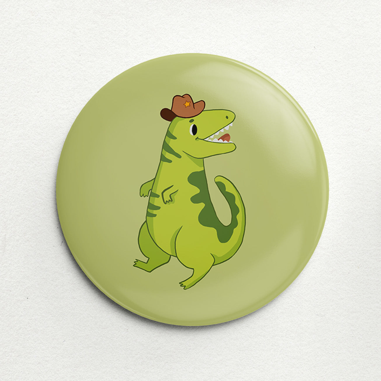 Cowboy Dinosaur Handmade Button Pin