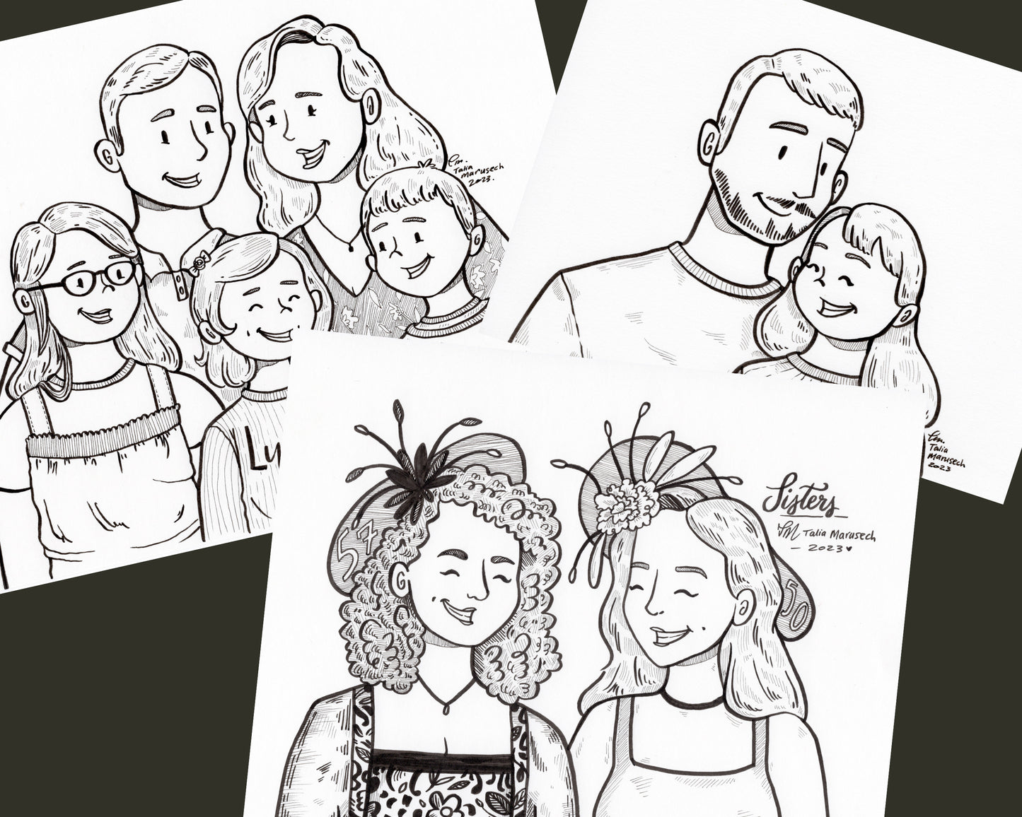 Custom Line Art Portrait - Hand Drawn in Ink