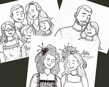 Custom Line Art Portrait - Hand Drawn in Ink